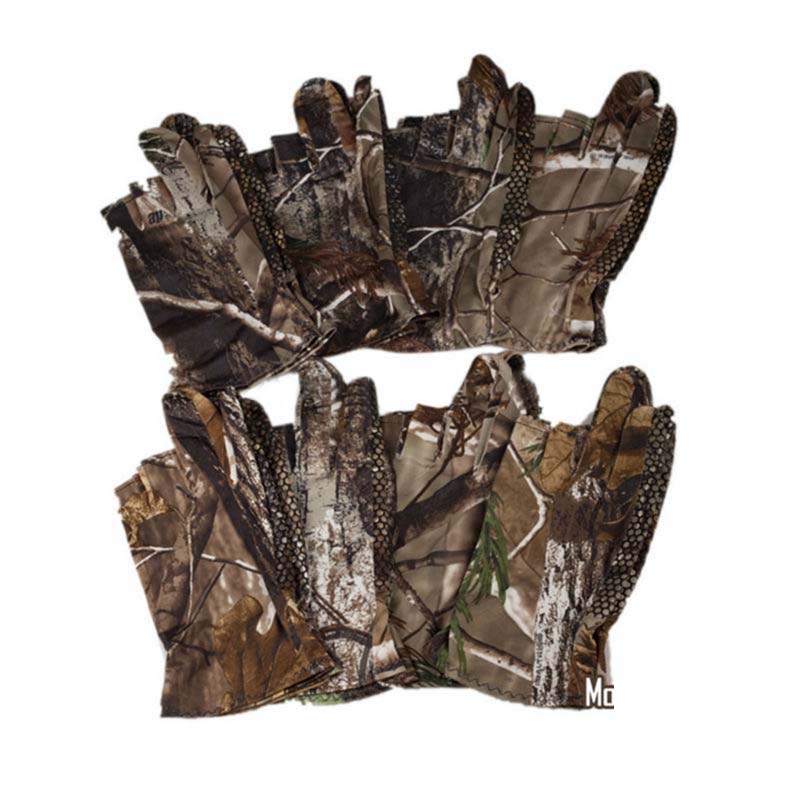 Camo 3 Half Finger Camo Fishing Gloves Anti-slip Outdoor Sport Hunting Camouflage Gloves For Fishing