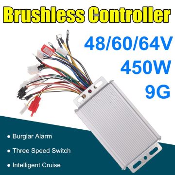 450W Waterproof Intelligent Cruise Brushless Motor Controller for Electric Scooter Bicycle E-Bike Tricycle Controller 48/60/64V