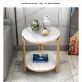 Italian Style Rock Slab Side Table Small Apartment Double-layer Small Coffee Table Light Luxury Corner Table Living Room Small R