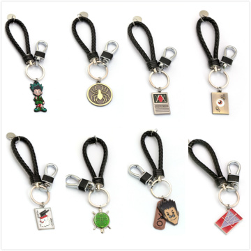 HUNTER x HUNTER Keychain GON FREECSS Bag Keyrings Leather Metal Pendant Chaveiro Car Key Chain Men Anime Jewelry llaveros