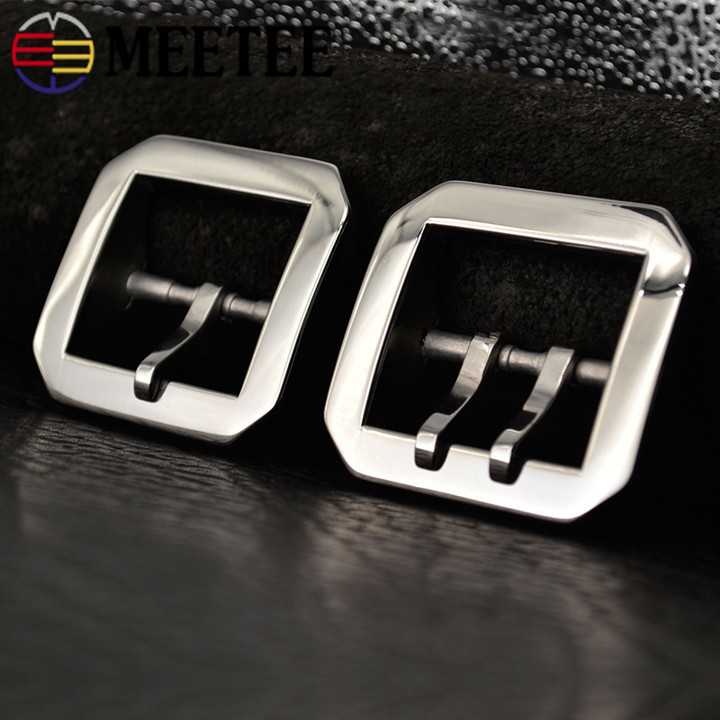 Meetee 1pc/3pcs 40mm High-grade Stainless Steel Belt Buckles Simple Men's Pin Buckle Head DIY Leather Crafts Belts Clip Decor