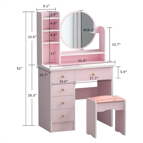 Supply Vanity Set with Round Mirror Vanity Dressing Table with High Quality