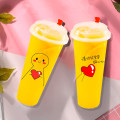 50pcs 90 caliber disposable milk tea cups 500ml 700ml creative cute birthday party favor drink plastic cups with red love lid