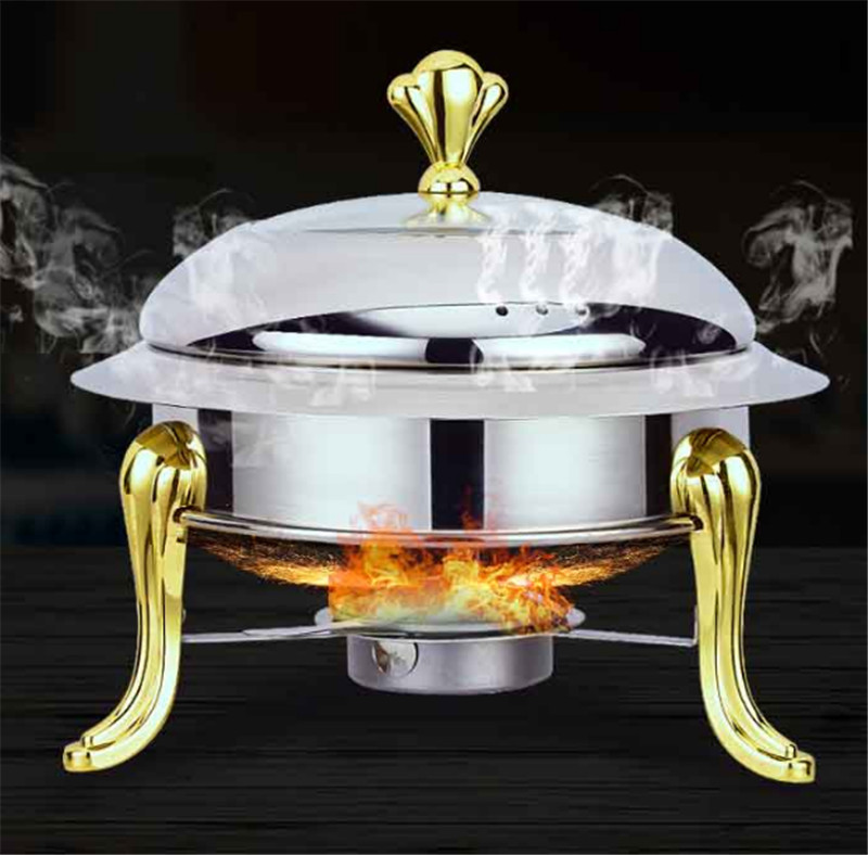 Golden stainless steel alcohol stove household commercial Removable small chafing dish solid fuel boiler small cooking hot pots