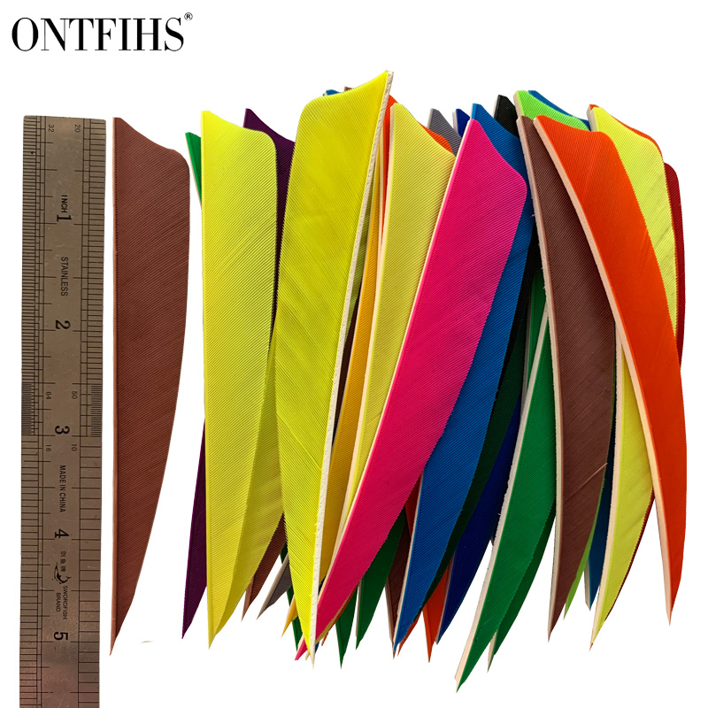 50 Pcs ONTFIHS 5" Archery Fletches Shield Cut Fletchings Arrow Feathers 5Inch Feather Hunting Arrows Diy