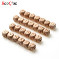20Pcs Square Alphabet Beads Natural Beech Wooden Letter Beads For Jewelry Toys Making DIY Baby Necklace 12MM