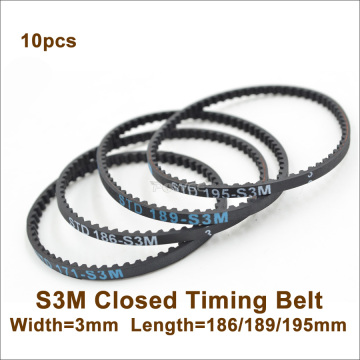 POWGE 183 186 189 195 S3M Rear Belt W=3mm T=61/62/63/65 S3M Closed-Loop Rubber Timing Belt 3M Synchronous Belt 3Racing Sakura CS