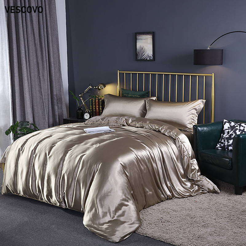 VESCOVO 100% mulberry silk Bedding Sets bed linen dekbedovertrek queen Bed Fitted Sheet comforter cover sets