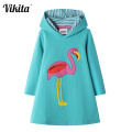 VIKITA Girls Dresses Hoodies Flamingo Unicorn Long Sleeve Pencil Dress Kids Hoody Dresses for Girl Children Christmas Dress