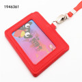 High quality 618 PU Leather material double card sleeve ID Badge Case Clear Bank Credit Card Badge Holder Accessories