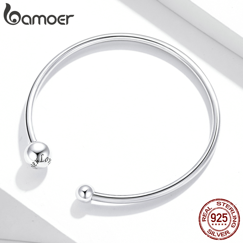 [Buy 1 Get 1 Gift] Silver Bangle 925 Sterling Silver Threaded Beads Bracelet for Original Charm DIY Jewelry Accessories SCB198