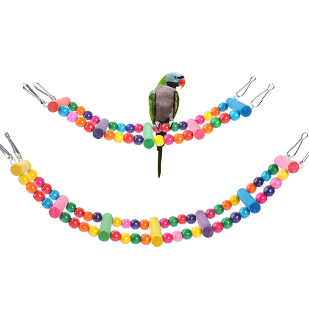 2PCS Bird Ladder Toy Bite-resistant Creative Parrot Chew Toy Bird Swing Toy Colorful Bead Swing Toy Parrot Funny Favor Toy