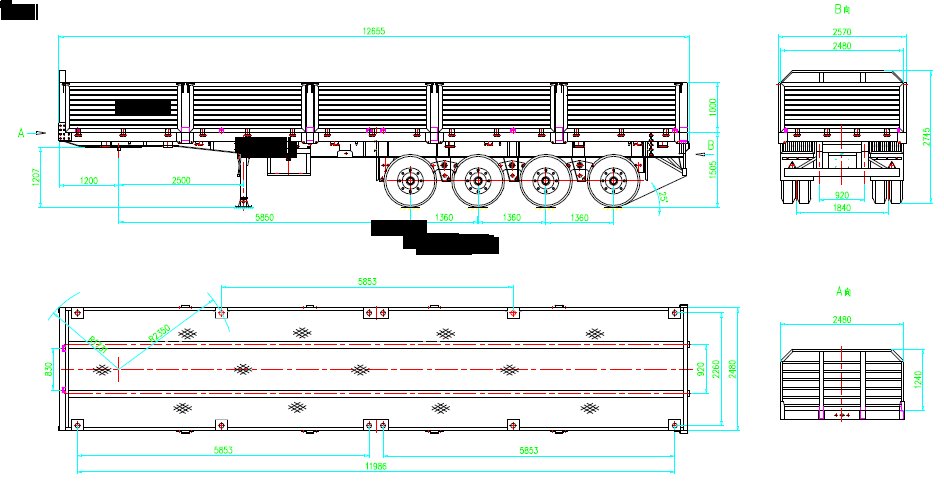 4 Axles Sidewall Semi Trailer