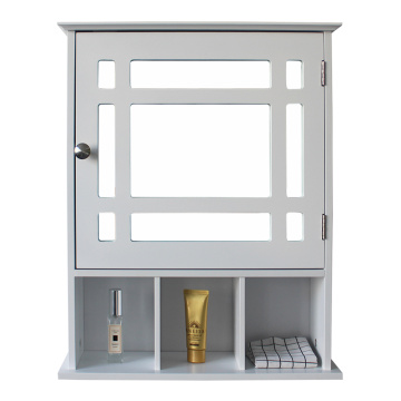 Bathroom Cabinet with Single Door Three Compartment Storage and Nickel plated handle White Easy To Install[US-W]