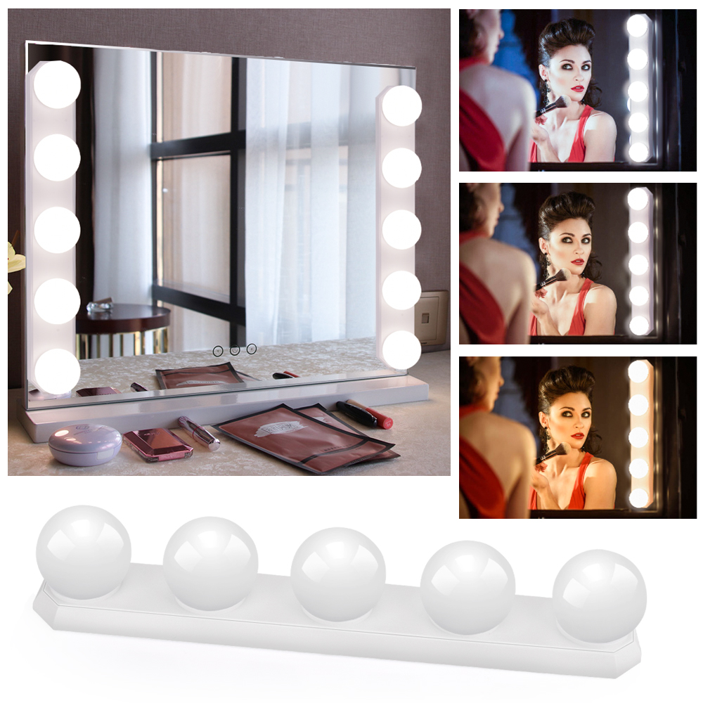 5/10 LED Bulbs Makeup Mirror Light White Hollywood Vanity Lights Wall Lamp Bedroom Home Decor for Dressing Table