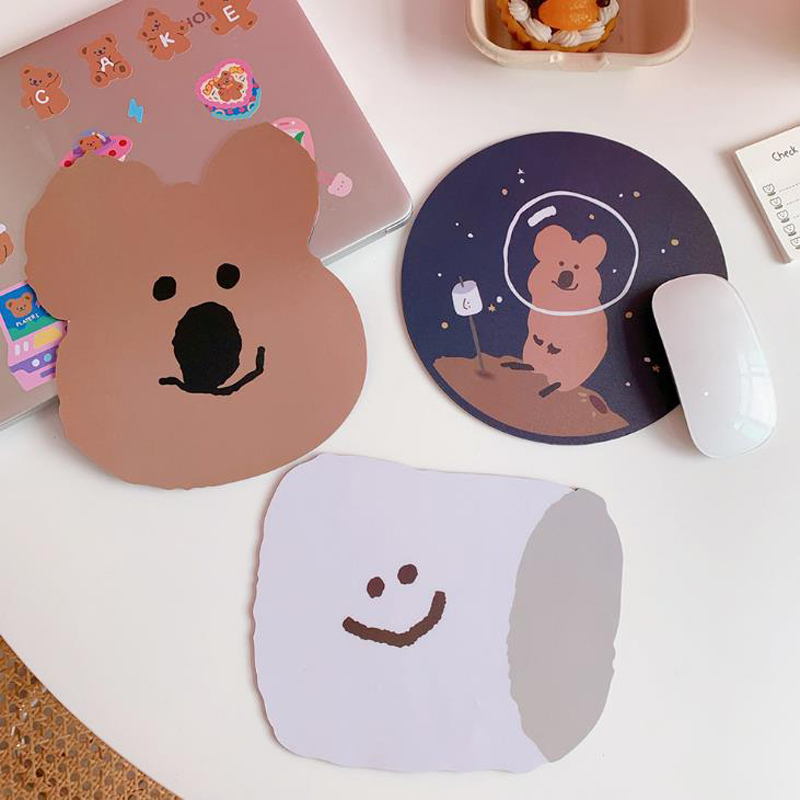 1 Pcs Lovely Animal Bear Koala Rubber Mouse Pads Desk Waterproof Office Home Cup Mat Antislip Girls Boys Stationery Holder