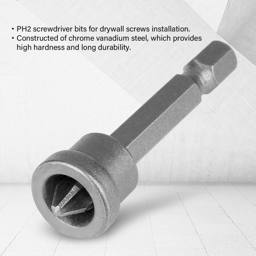10Pcs Cross Screwdriver Bits 50mm PH2 Hex Shank Magnetic Screwdriver Bits Set for Drywall Plasterboard Locating
