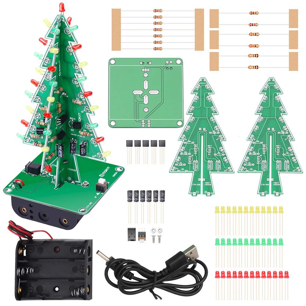 3D Christmas Tree LED DIY Kit Red/Green/Yellow LED Flash Circuit diy Kit Electronic Fun Suite