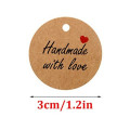 100pcs Kraft Paper Gift Bags Tags Thank You Handmade with Love Hang Tags Candy Dragee Wedding Paper Cards Packaging Paper Labels