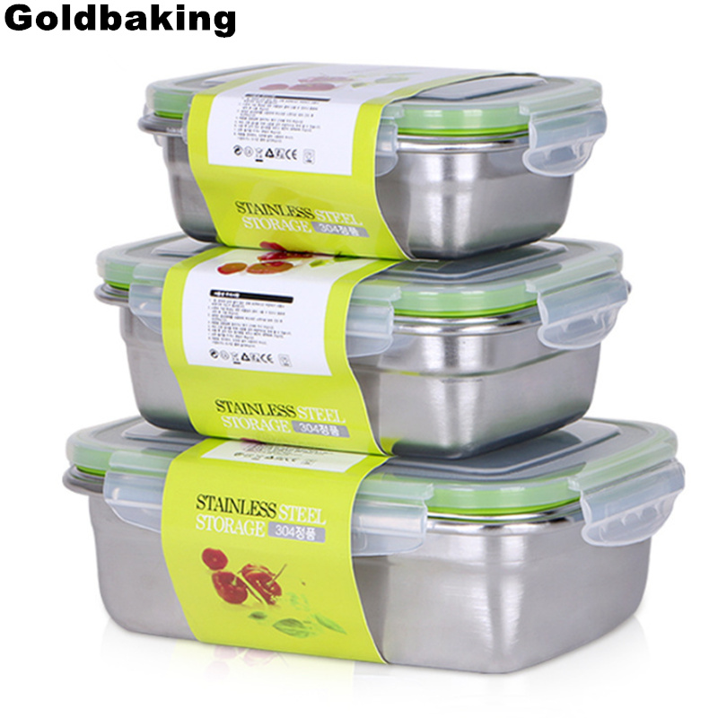 Goldbaking Stainless Steel Lunch Containers Food Preservation Leak Proof Food Storage Container Bento Box