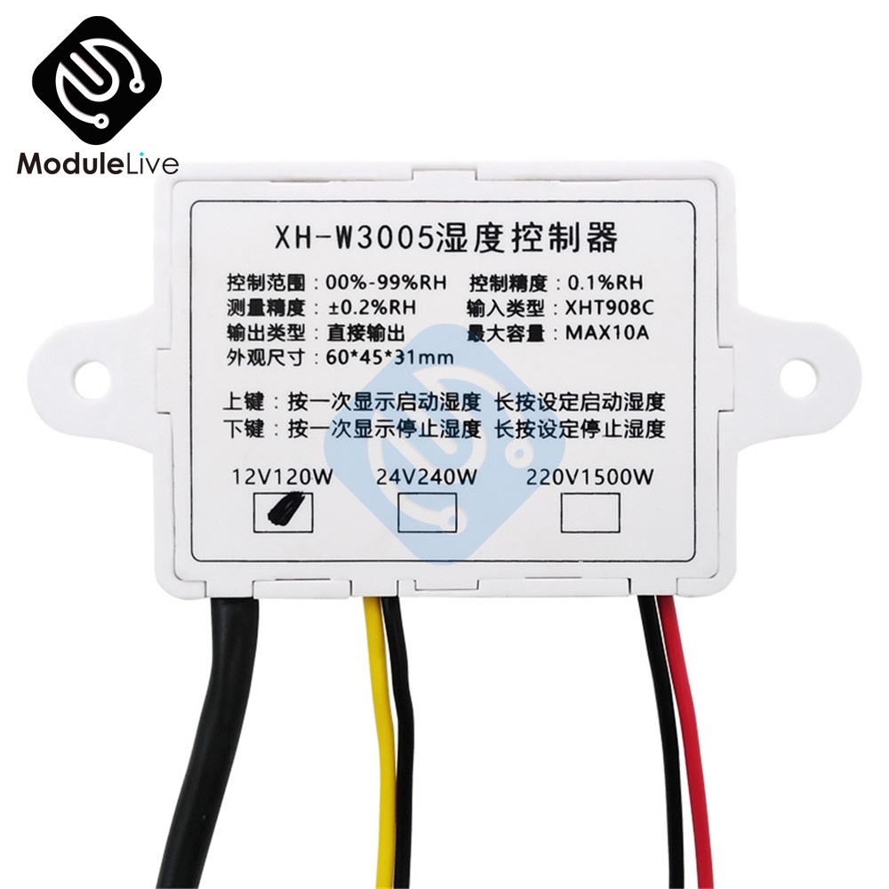 W3005 220V 12V 24V Digital LED Display Humidity Controller Hygrometer Humidity Control Switch Hygrostat SHT20 Sensor Probe