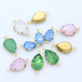 Opal color Teardrop Crystal Rhinestone Framed glass Pendant DIY Earring Necklace Findings Connector 2-Hole dangle beads All-Size