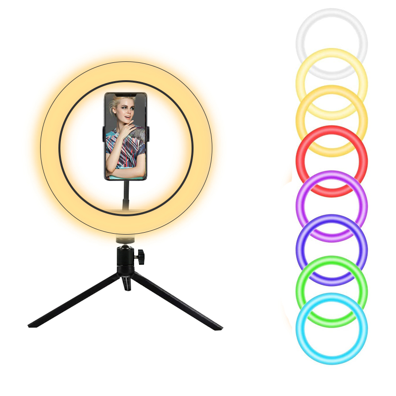 26cm/10inch LED Selfie Ring Light Dimmable Round Ring Lamp with Tripod Video Camera ringlight For Phone Studio Live YouTube