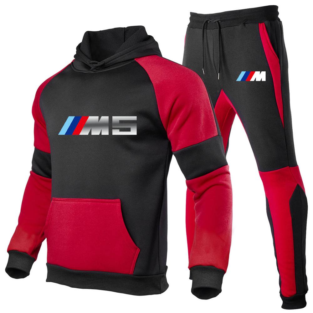 2020 new2 Pieces Sets Tracksuit BMW printing Men Hooded Sweatshirt+pants Pullover Hoodie Sportwear Suit Casual Men Clothes