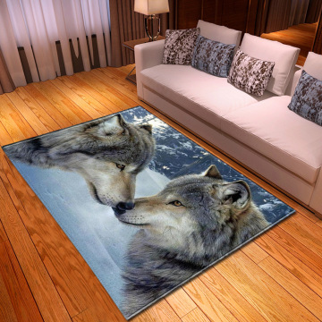 Cartoon Animal Wolf 3D Printing Rugs Soft Flannel Home Carpet Kids Play Mats Child Room Decor Carpets for Living Room Area Rug