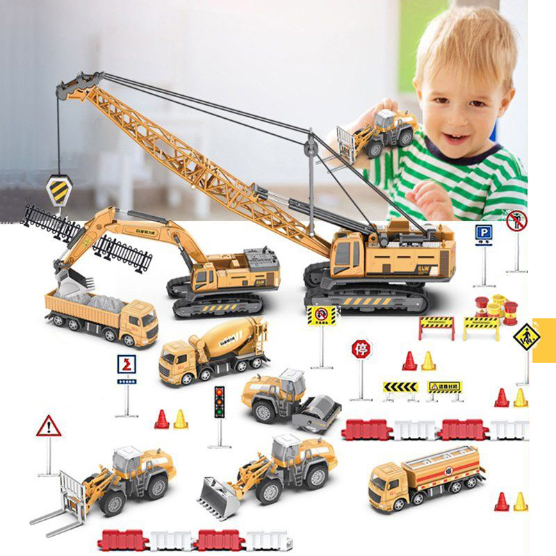 Tractor Toys for Boys Crane Tank Truck Machine Cars Excavator Simulated Forklift Model for Construction Truck Gift Children Toys