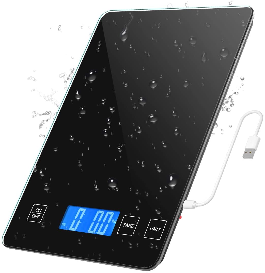 Digital Kitchen Scale 1g-10kg Food Scale Waterproof Tempered Glass Platform High Accuracy Multi-Function Scale