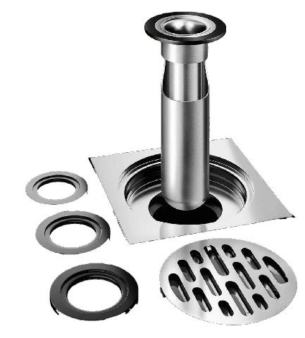 Customizable size stainless steel floor drain.