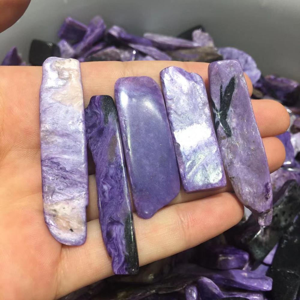 5pcs Natural Charoite stone point plate chips quartz crystal healing meditation rough mineral polished stone for home decoration