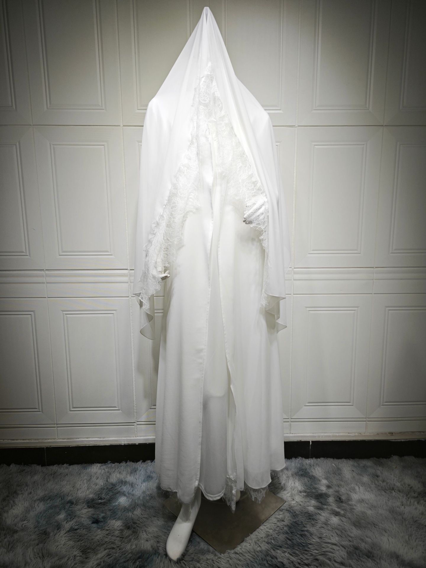 Wholesale Plain Design Islamic Modest Long Dress Gown Turkish Dubai Abaya with Shawl Muslim Women's Long Robe6