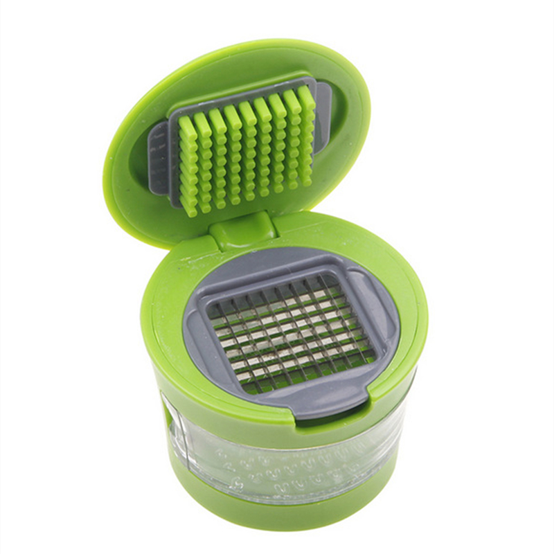 Multi-use Garlic Chopper Slicer Device Grater Shredder Garlic Press For Soft Vegetables,nuts,foods,two Interchangeable Blades