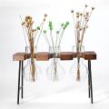 Wooden Frame Vase Hydroponic Plant Pot Transparent Glass Container Desk Decoration Flowerpot for flowers Dropshipping