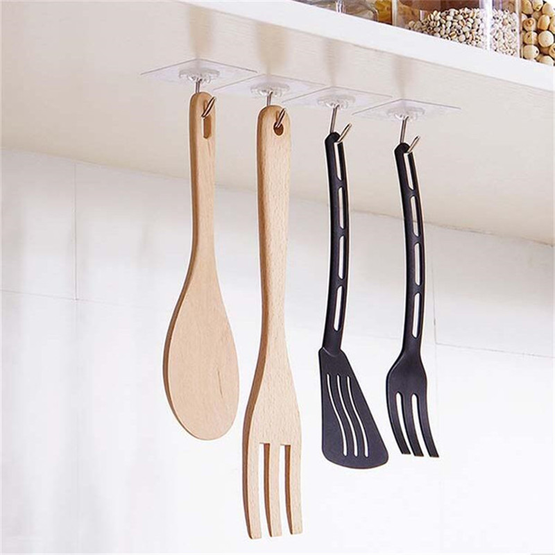 Hooks Transparent Strong Self Adhesive Door Wall Hangers Hooks Suction Heavy Load Rack Cup Sucker for Kitchen Bathroom key hook