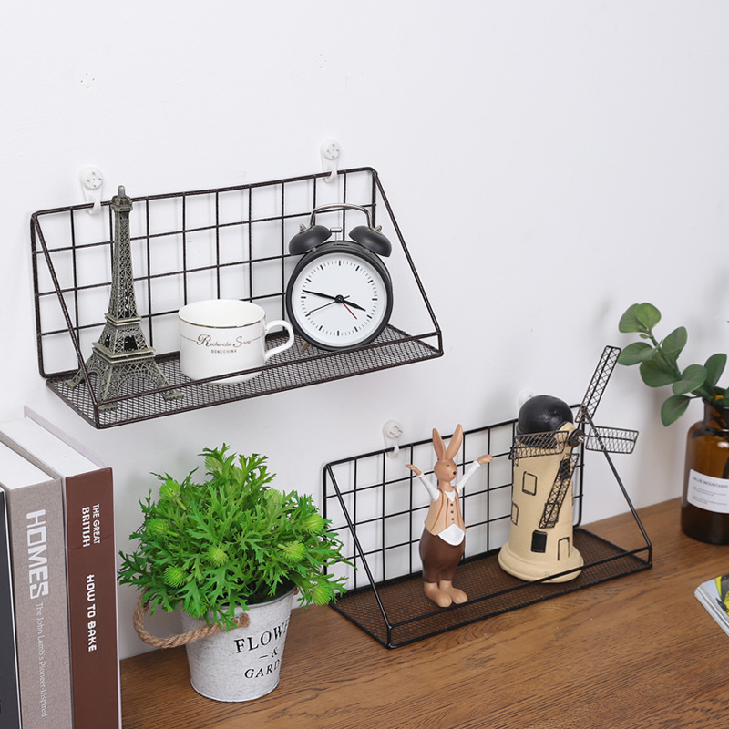 Iron Wall Shelf Organizer Wall-Mounted Storage Rack Shelves for Wall DIY Home Decor Bedroom Kitchen Wall Decoration Holder
