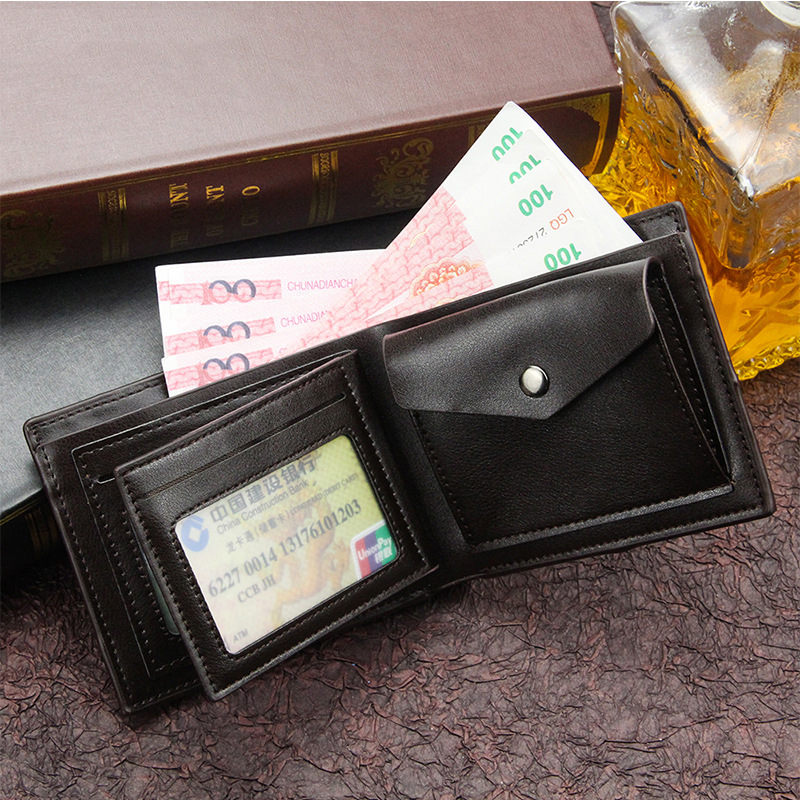Men's Wallet Money Bag Solid Color Leather Business Short Wallet Famous Vintage Male Walltes Purse Dropshopping