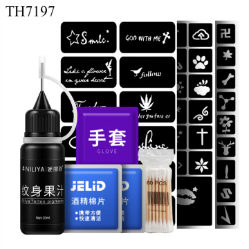 1set Microblading Accessories Tattoo Ink Henna Paste Cone with Stencil DIY Fashionable Juice for Body Tattoo Painting Supplies