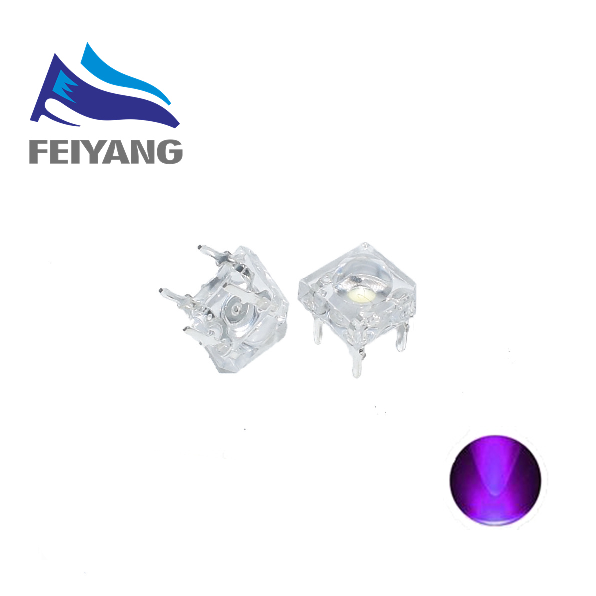 10PCS/100PCS/1000PCS F5 5MM UV/purple Piranha Super Flux Leds 4 pin Dome Wide Angle Super Bright Light Lamp For Car Light