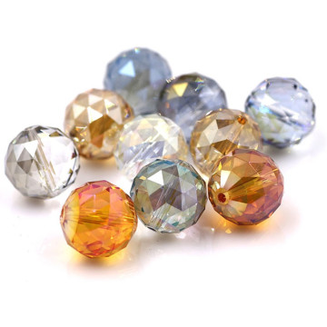 Crystal Plating Beads Jewelry 16mm Glass Round Ball 10pcs/lot Faceted Loose Lampwork Beading For DIY Needlework Accessories