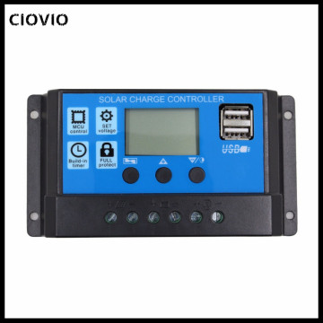 24V 12V Auto Solar Panel Battery Charge Controller 30A 20A LCD Solar Collector Regulator with Dual USB Solar Controller