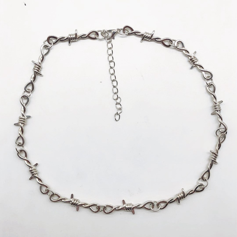 New Small Wire Brambles Iron Unisex Choker Necklace Women Hip-hop Gothic Punk Blade Barbed Wire Little Thorns Chain Choker Gifts