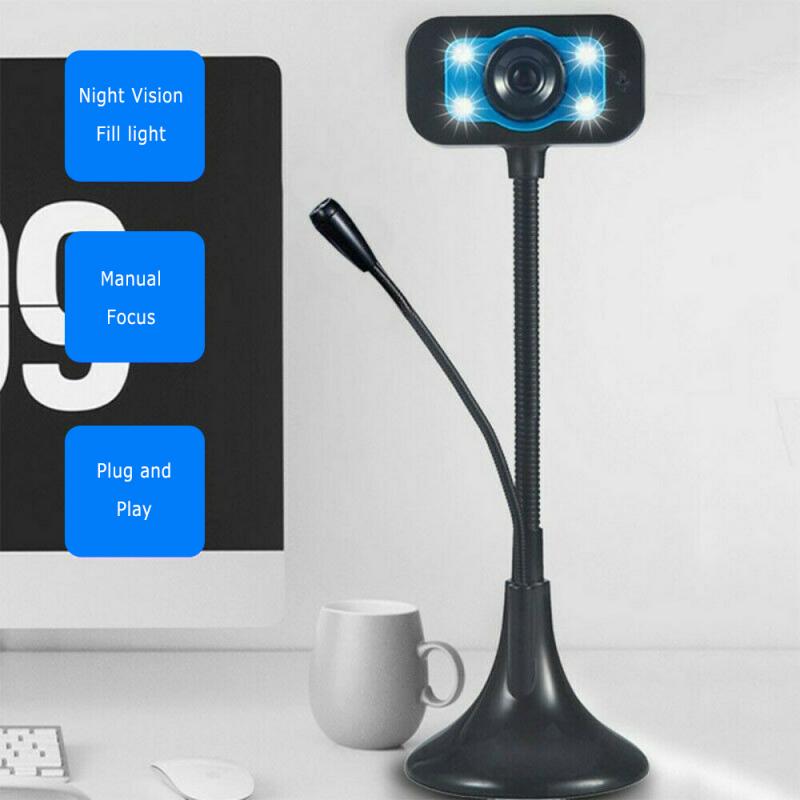 HD Webcam USB High Definition Camera Web Cam 360 Degree MIC With Light For Skype Computer Desktop In Stock