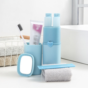 8PCS/ Set Tumbler Set Bathroom Accessories Set Wash Kit Toothbrush Toothpaste Towel Comb Mirror Portable Travel Camping Set