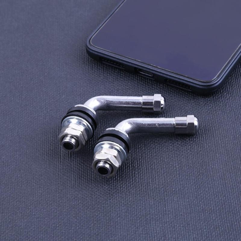 4Pcs 90 Degree Angle Bolt-in Tubeless Chrome Plated Metal Tire Valve Stems L Shaped Car Tyre Valve Stem Auto Accessories