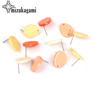 14*18mm 6pcs/lot Acetic Acid Stud Earring Candy Color Oval Base Earrings Connector For DIY Earring Making Jewelry Accessories