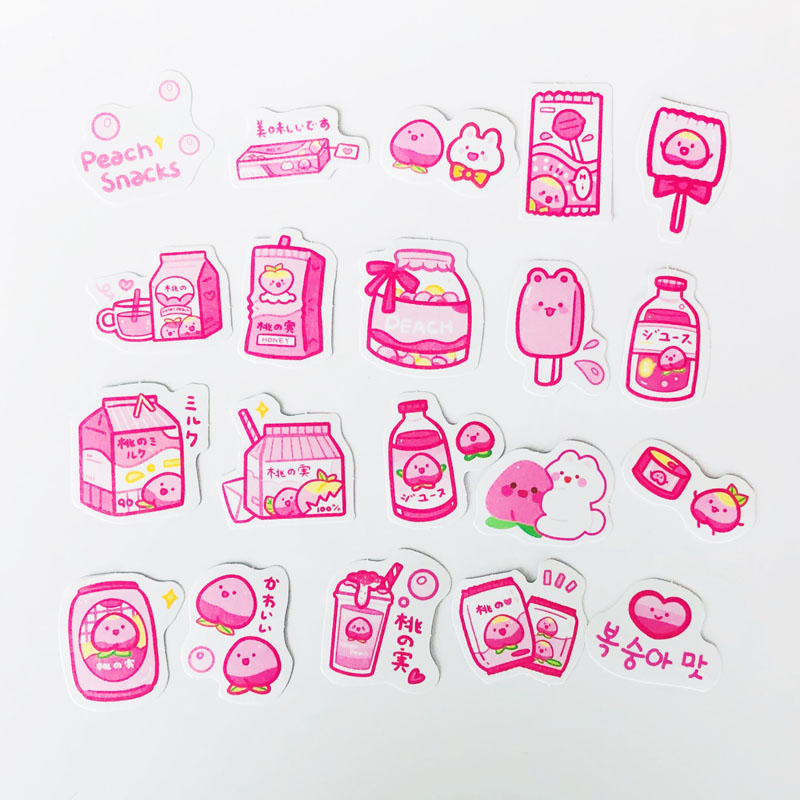 40 pcs /Bag Kawaii Sweet Peach Rabbit Paper Stickers DIY Album Notebook Decorative Stickers