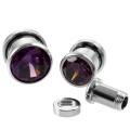 2pcs/lot Steel Cubic Zircon CZ Gem Screw Fit Flesh Tunnel Ear Plug Gauges Ear Piercings Expander Stretcher Body Piercing Jewelry